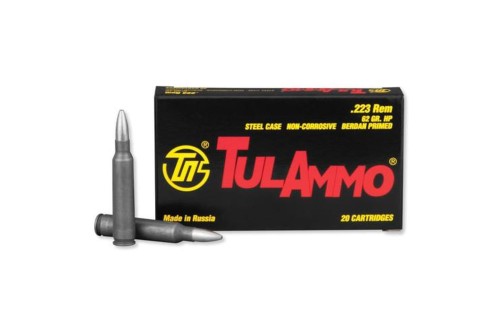 TULAMMO Steel Cased 223 Rem. 62 Grain Hollow Point Ammo, 20 Round Box (TA223621)