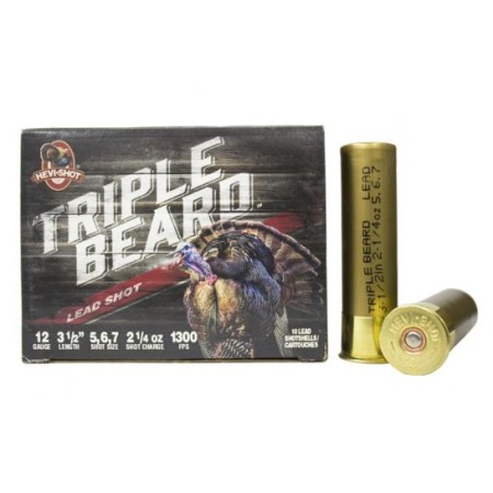 Hevi-Shot 12ga 3.5" 2-1/4 oz. #5, 6, & 7 Triple Beard Shotshell Ammunition, 10 Round Box - 95567