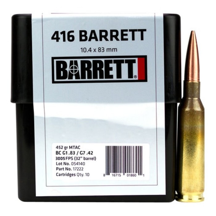 BARRETT 416 Barrett 452Gr MTAC BTHP 10rd/Box Ammo (17222)