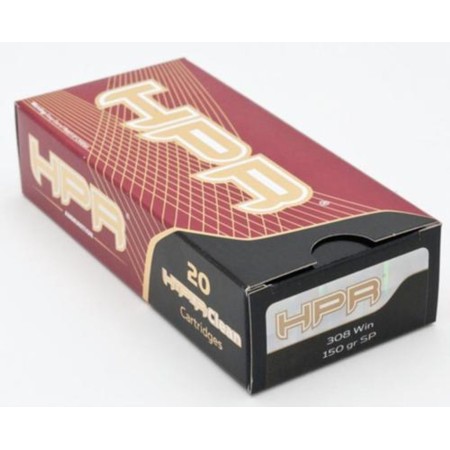 HPR Ammunition 308150SP Rifle 308 Win/7.62 NATO 150 GR InterLock 20 Bx / 10 Cs - Brass Casing