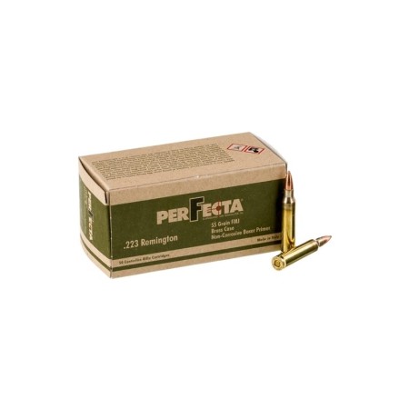 Perfecta 223 Remington 55gr FMJ 50 round box - Brass Casing