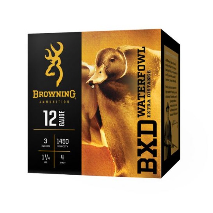 Browning BXD Waterfowl 3" #4 1.25 oz Steel Shotshell 12 Gauge Ammunition, 25 Rounds - B193411234