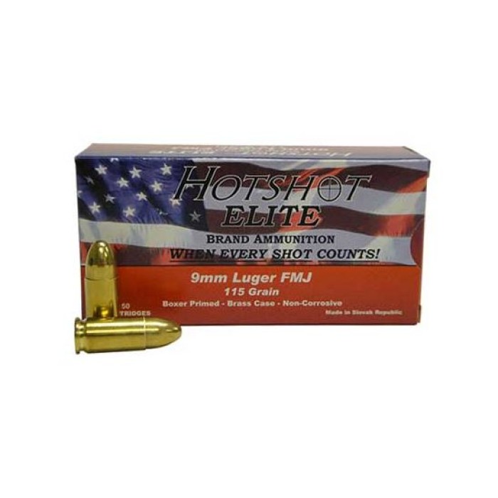 Century 9mm 115gr FMJ HotShot Ammunition 50rds - AM1904