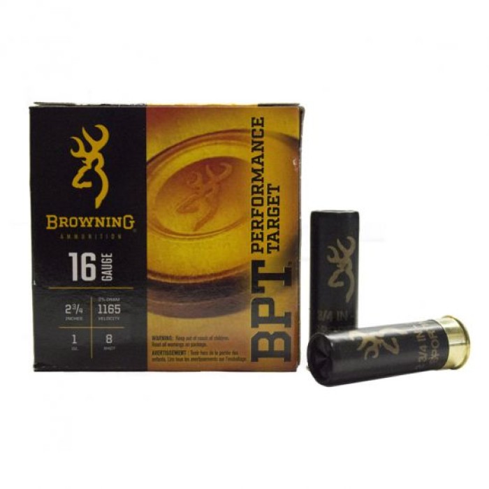 Browning 16GA 2-3/4" 1 oz. #8 BPT Target Shotshell Ammunition, 25 Round Box - B193611628