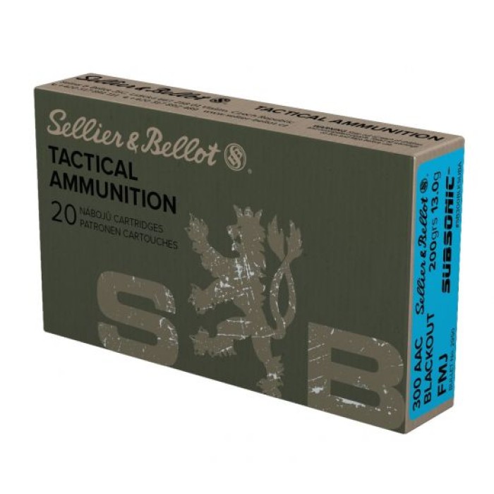 Sellier & Bellot 300 AAC Blackout 200gr FMJ Sub-Sonic Ammunition 20rds - SB300BLKSUBA