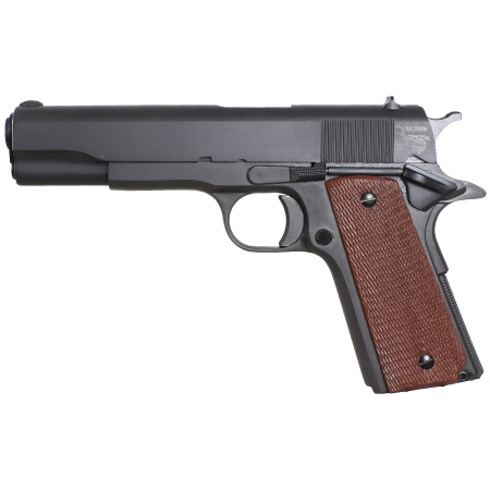 Taylors  Company 230006 1911 Traditional 45 ACP Caliber with 5 Barrel 71 Capacity Overall Black Parkerized Finish Steel Beavertail Frame Serrated Slide  Checkered Walnut Grip UPC: 839665008508