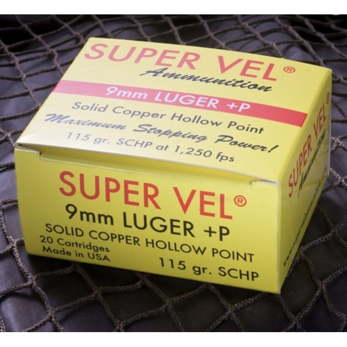 Super Vel Ammunition 1250 9mm Luger 115 grain Solid Copper Hollow Point Brass Cased Pistol Ammo, 20 Rounds, 911520