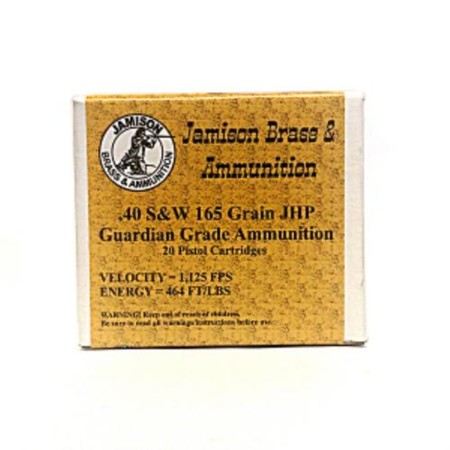 Jamison Guardian Grade 40 Smith & Wesson 180 GR Jacketed Hollow Poin - Brass Casing