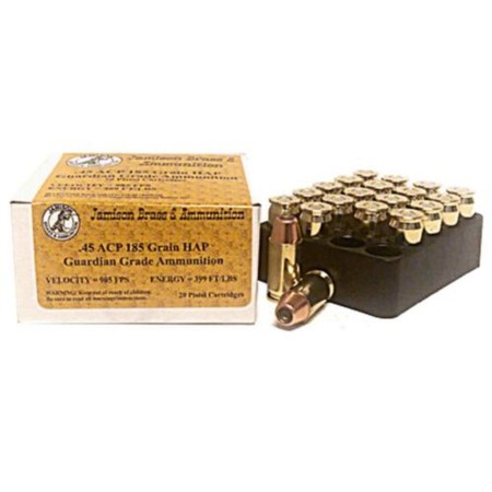 Jamison Guardian Grade 45 Automatic Colt Pistol (ACP) 185 GR Hornad - Brass Casing