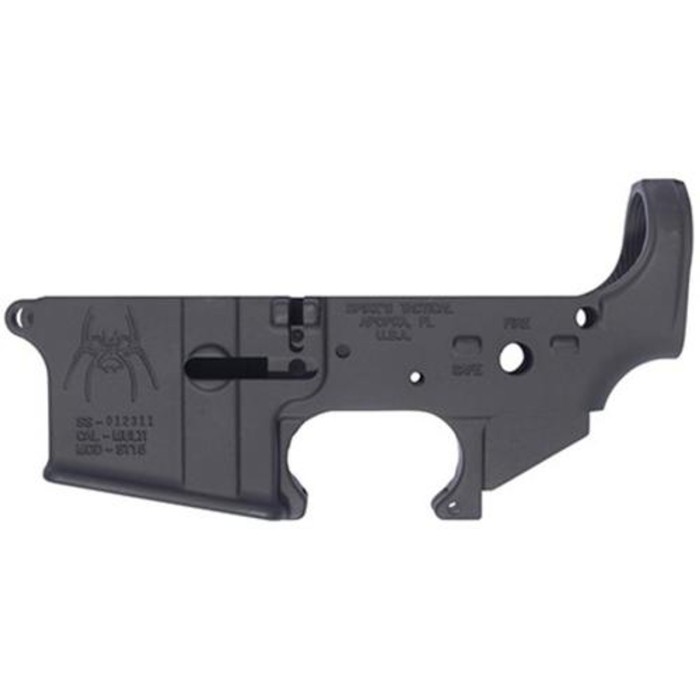 Spike's Tactical, STLS018 Spider Fire/Safe, Stripped Lower, Semi-automatic, 223 Rem, 556NATO, Black Finish, ST-15 with Fire/Safe Markings