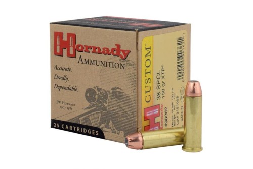 Hornady Custom .38 Special 158 grain eXtreme Terminal Performance Brass Cased Centerfire Pistol Ammo, 25 Rounds, 90362