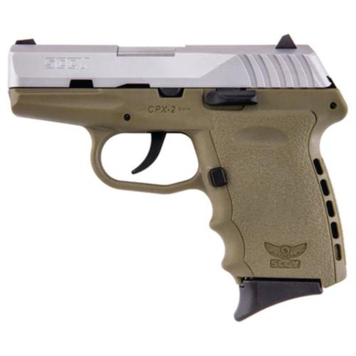 SCCY CPX-2 9mm Stainless / Flat Dark Earth Pistol, No Safety - CPX 2TTDE