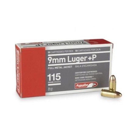 Aguila 9mm Luger +P 115 gr FMJ Centerfire 50 Rounds Ammunition