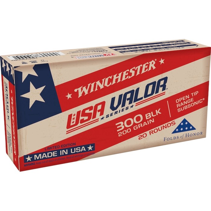 Winchester 300 Blackout 200 Grain Open Tip - Range Brass Rifle Ammo, 20 Rounds, USAV300BX