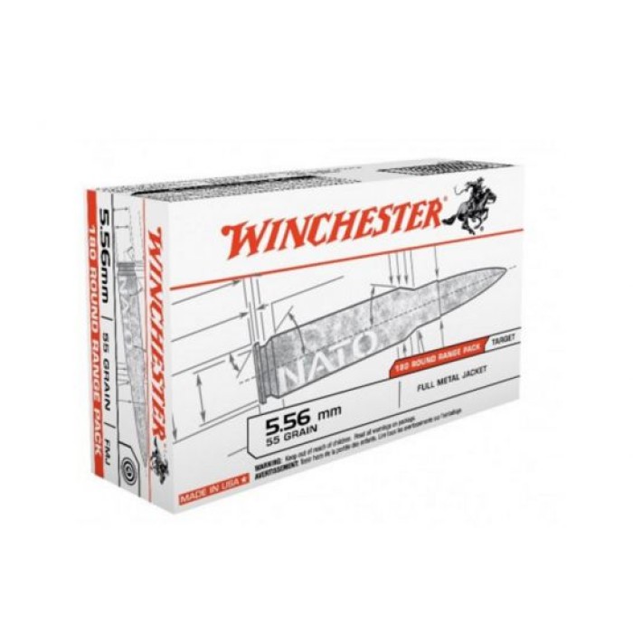 WINCHESTER USA 5.56mm NATO 55Gr Full Metal Jacket 180rd Box Bullets (USA3131W)