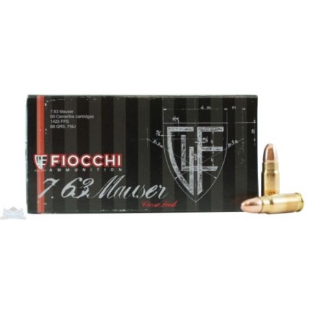 Fiocchi 7.63 Mauser 88gr FMJ 50 Rounds Ammunition - 763A