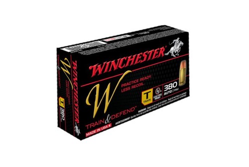 Winchester 380 Auto/ACP 95gr FMJ Train & Defend Ammunition, 50 Round Box - W380T