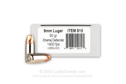 9mm - 90 Grain Xtreme Defender - Underwood - 20 Rounds