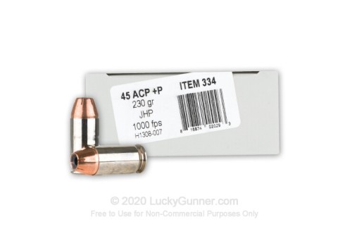 45 ACP - +P 230 Grain JHP - Underwood - 20 Rounds