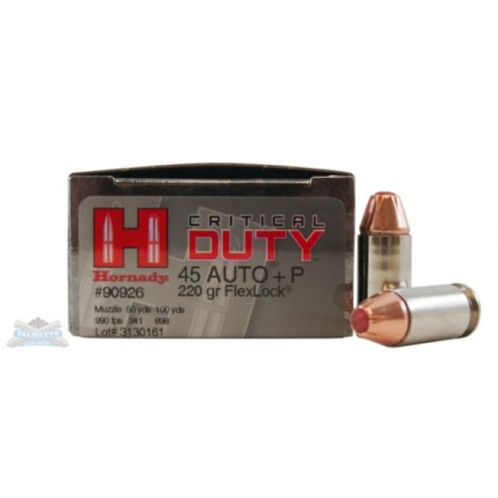 Hornady 45 Auto/ACP+P 220gr Critical Duty Ammunition 20rds - 90926