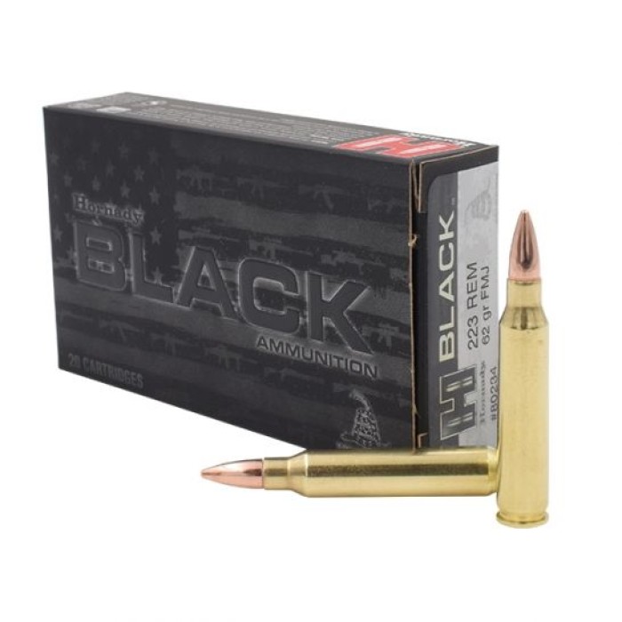 Hornady .223 Remington 62 Grain FMJ Black Ammo-20 Count