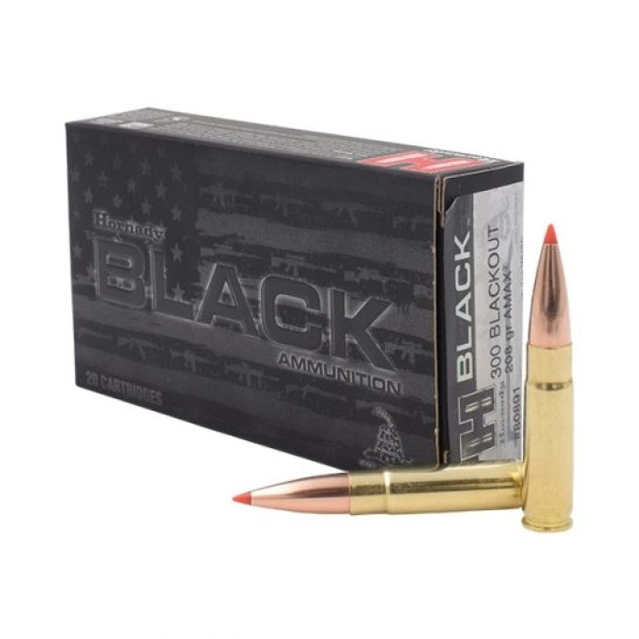 Hornady 80891 Black 208 Grain A-Max Brass .300 AAC Blackout 20Rd