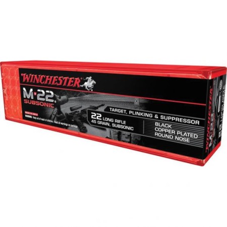 Winchester 22 Long Rifle 40gr Subsonic Ammunition 100rds -S22LRTSUP