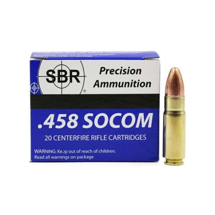 SBR Precision Ammunition .458 SOCOM 450Gr FMJ-HV