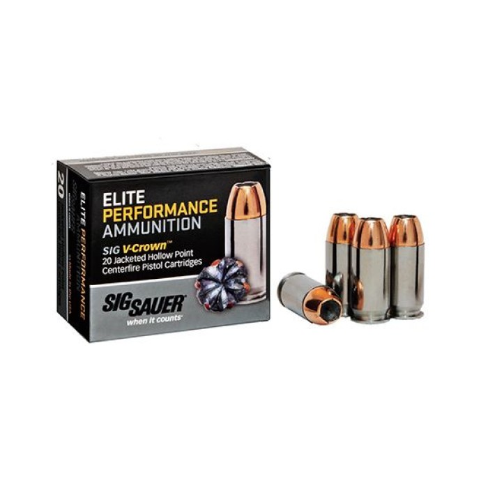 Sig Sauer 357 SIG 125gr JHP V-Crown Elite Performance Ammunition 20rds - E357S1-20