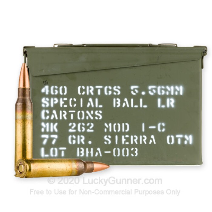 5.56x45 - 77 Grain OTM Mk 262 MOD 1-C - Black Hills - 460 Rounds in Ammo Can