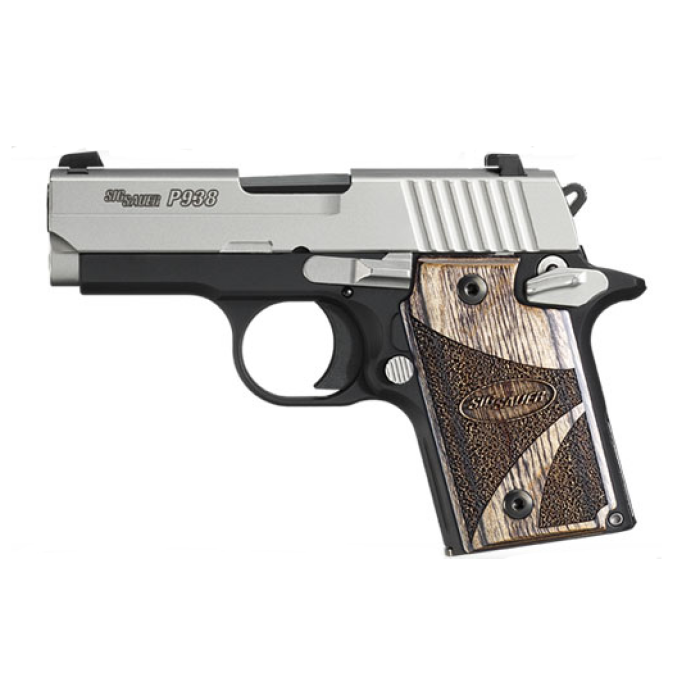 Sig Sauer P938 9mm Blackwood Two-Tone Pistol 938-9-BG-AMBI