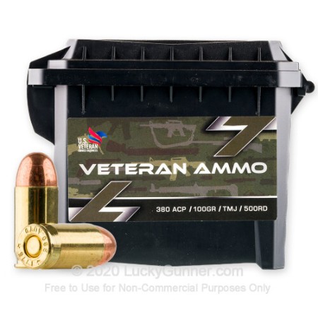 Veteran Ammo .380 ACP 100gr TMJ 500rd Ammo Can - HMCAN-380-500