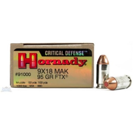 Hornady 9x18 Makarov 95gr FTX Critical Defense Ammunition 25rds - 91000