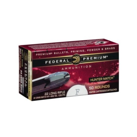 Federal Hunter Match .22 LR 40gr HP High Velocity Ammunition, 50 Rounds - 720