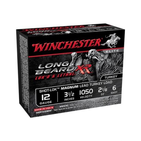 Winchester 12ga 3.5u201d #6 Long Beard XR Turkey Shotgun Ammunition, 10 Rounds u2013 STLB12LM6