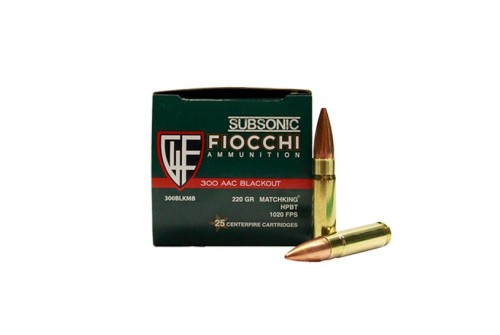 Fiocchi Subsonic .300 AAC Blackout 220gr Sierra Matchking HPBT Ammunition, 25 Round Box u2012 300BLKMB