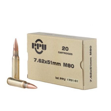 Prvi Partizan 7.62x51 FMJBT M80 145gr 20 Rounds Ammunition - PPN762