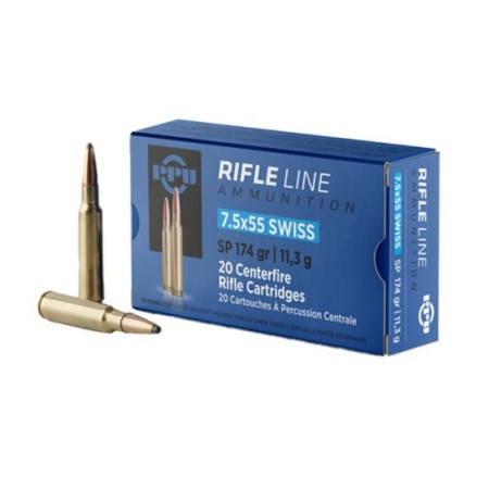 PPU Metric Rifle 7.5x55mm Swiss 174gr Soft Point 20 Bx/ 10 Cs Ammo (PP7SS)