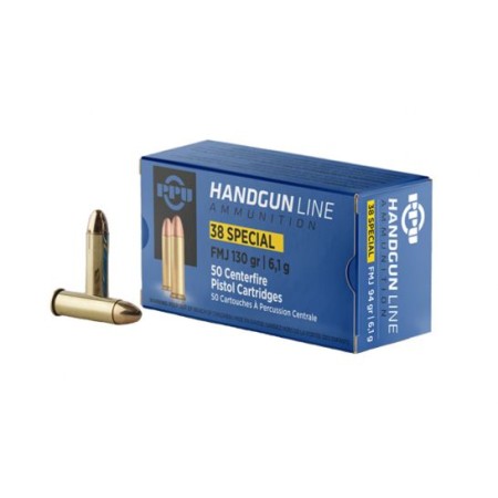 Prvi Partizan .38 Special Ammo 130 Grain FMJ 50 Rds/Box- PPH38SF