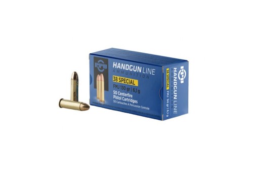 Prvi Partizan .38 Special Ammo 130 Grain FMJ 50 Rds/Box- PPH38SF