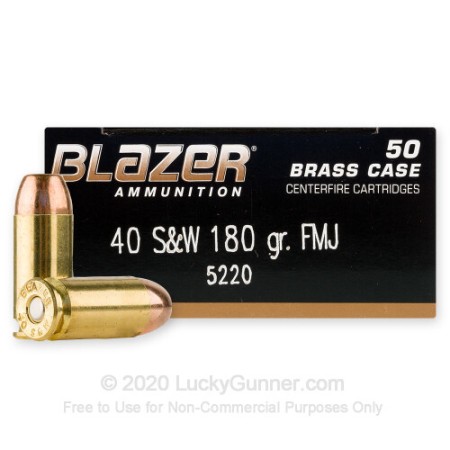 CCI Blazer Brass Handgun Ammunition .40S&W 180 GR FMJ 1050 fps 1000/ct 5220BK