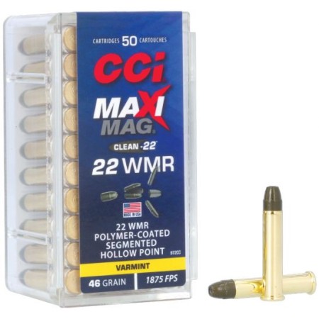 CCI Ammunition Maxi-Mag Brass .22 Mag 46 Grain 50-Rounds PCSHP