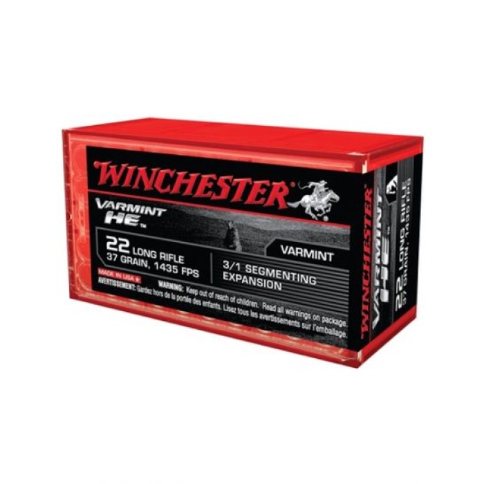 Winchester .22LR 37gr Varmint HE Rimfire Ammunition, 50 Rounds - S22LRFSP