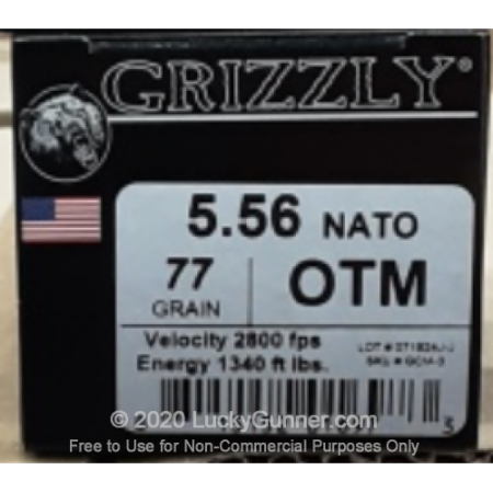 5.56x45 - 77 Grain OTM - Grizzly - 50 Rounds