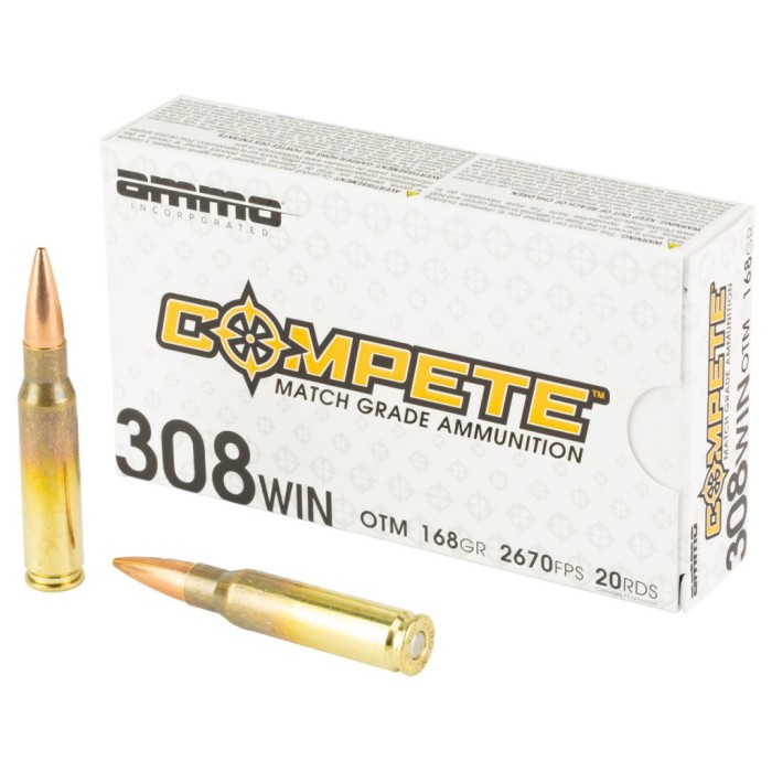 Ammo Inc Compete .308 WIN/7.62 NATO, 168gr, OTM - 20 rounds [MPN: 308168-OTM-A20]