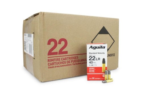 Aguila Standard Velocity Rimfire Ammunition .22 LR 40 gr SP 1130 fps 2000/ct Case (40 boxes of 50/ct)