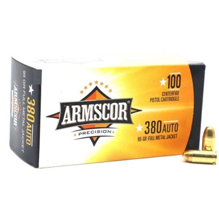 Armscor USA 380 ACP AUTO Ammo 95 Grain Full Metal Jacket 100 Rounds