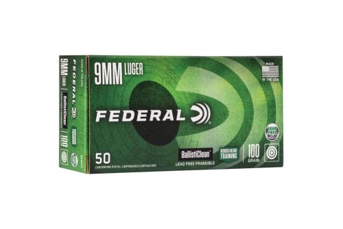 Federal BallistiClean Handgun Ammunition 9mm Luger 100gr IRT 1240 fps 50/ct