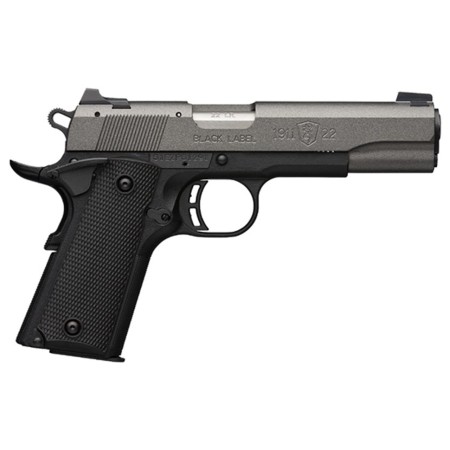 Browning 1911-22 Black Label 22 LR 4.25" 10+1 Matte Black Tungsten Gray Cerakote Aluminum Slide Black Polymer Grip 3-Dot Steel Sights Picatinny Rail