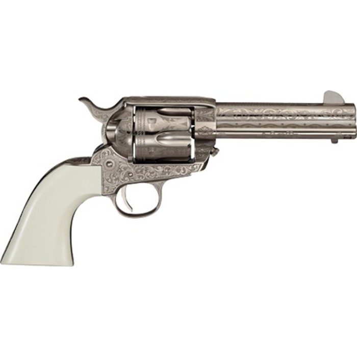 Cimarron Meldrum .45 Long Colt 4.75" 6rd Engraved Nickel/ivory